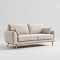 Divano 2 posti beige rettangolare in poliestere con gambe in legno massello 180 x 85 x 82 cm