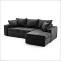 Divano angolare 3 posti con chaise longue destra nero 270 x 160 x 90 cm in microfibra di poliestere a L