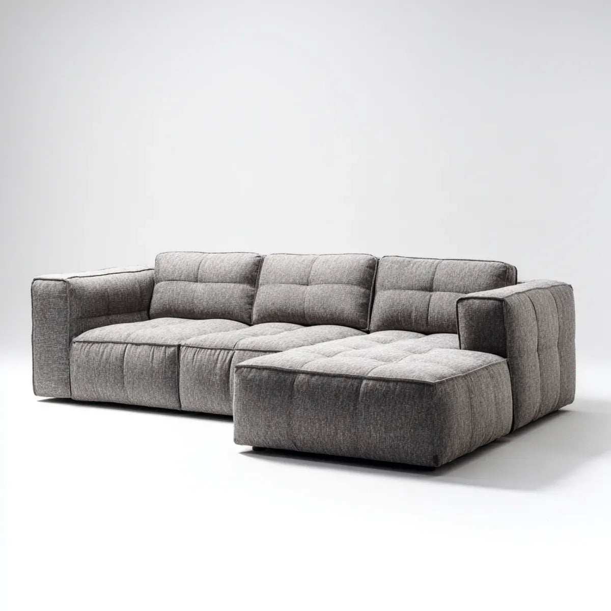 Divano angolare 4 posti grigio in poliestere a L 280 x 160 x 78 cm