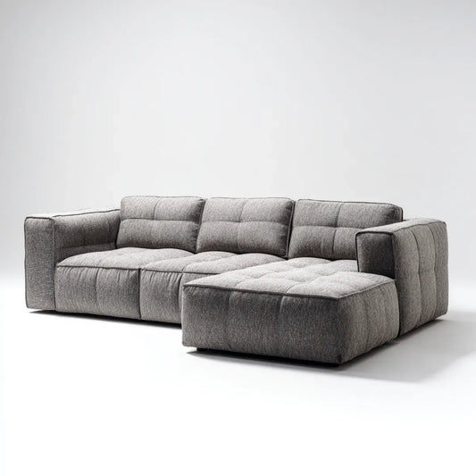 Divano angolare 4 posti grigio in poliestere a L 280 x 160 x 78 cm