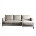 Divano angolare 3 posti grigio chiaro con chaise longue destra 230 x 150 x 85 cm in poliestere