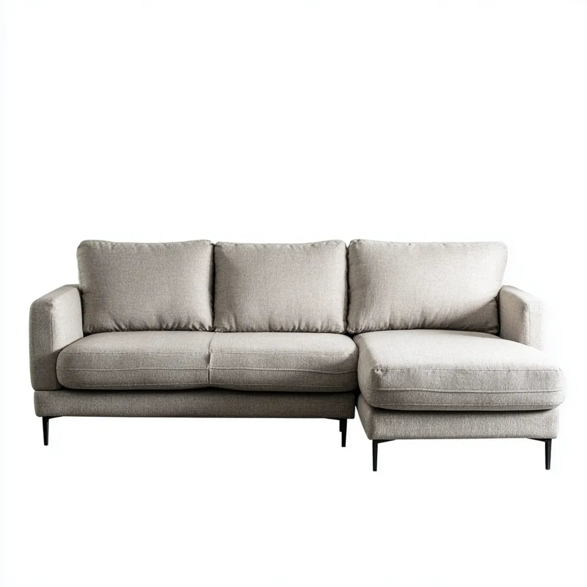 Divano angolare 3 posti grigio chiaro con chaise longue destra 230 x 150 x 85 cm in poliestere
