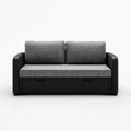 Divano letto 2 posti grigio e nero 145 x 85 x 85 cm in poliestere e PU rettangolare