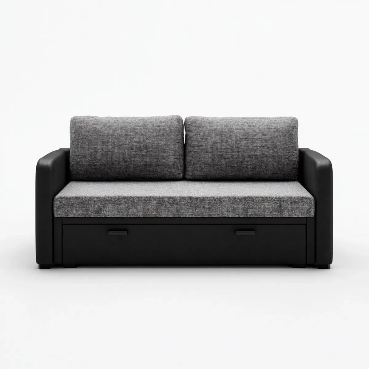 Divano letto 2 posti grigio e nero 145 x 85 x 85 cm in poliestere e PU rettangolare