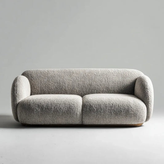 Divano 2 posti grigio chiaro 160 x 90 x 78 cm in bouclé di poliestere forma arrotondata