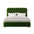 Letto matrimoniale imbottito verde 160 x 200 cm in velluto di poliestere rettangolare