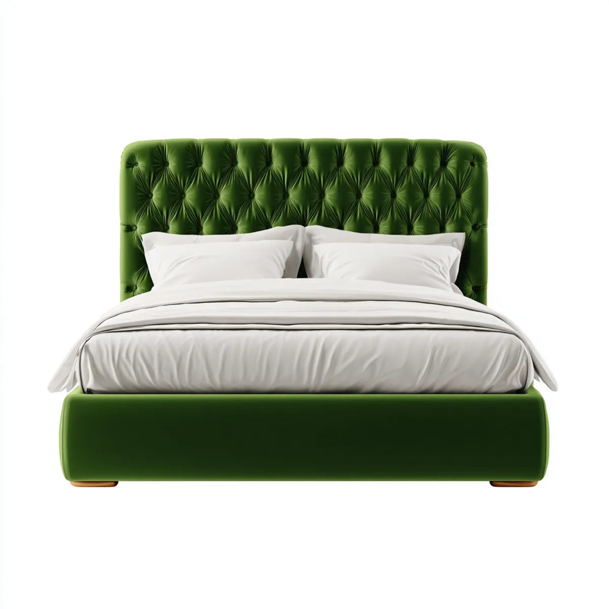 Letto matrimoniale imbottito verde 160 x 200 cm in velluto di poliestere rettangolare