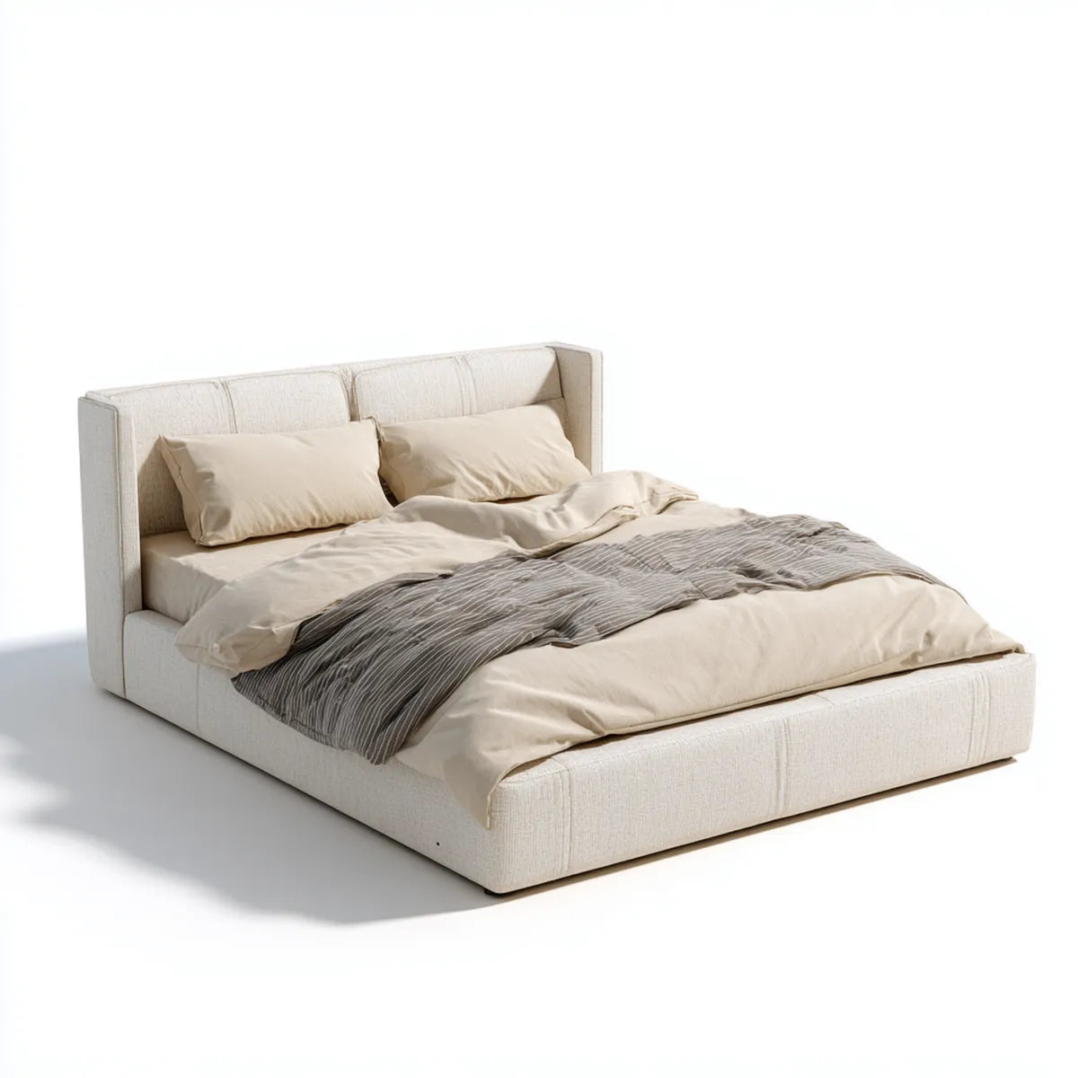 Letto matrimoniale imbottito beige 160x200 cm in poliestere rettangolare