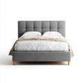 Letto matrimoniale imbottito grigio 160 x 200 cm in poliestere rettangolare