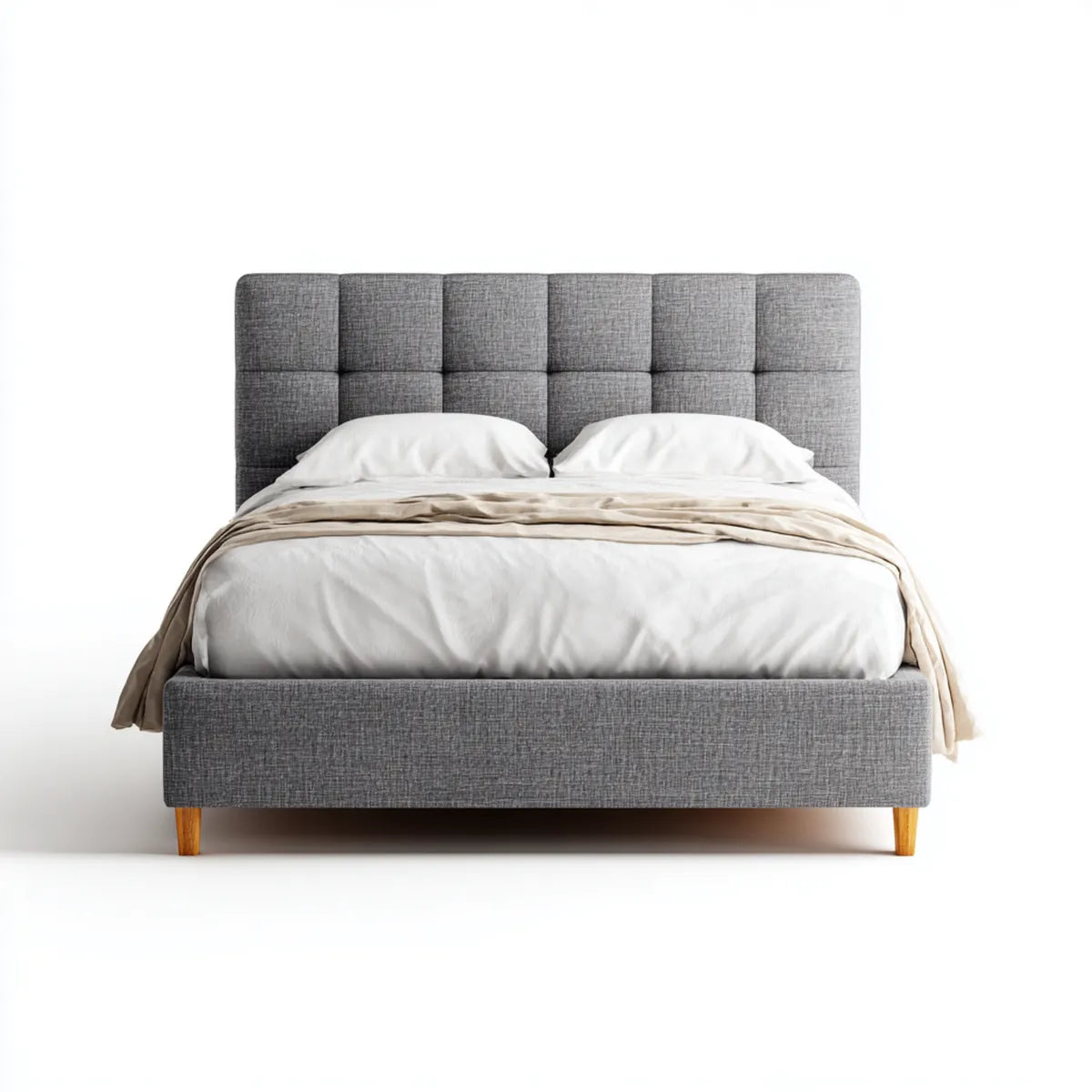Letto matrimoniale imbottito grigio 160 x 200 cm in poliestere rettangolare