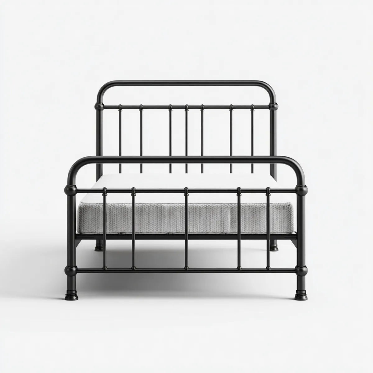 Letto singolo in acciaio nero 90 x 190 cm rettangolare