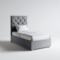 Letto singolo grigio 90 x 190 cm in velluto di poliestere con testiera capitonné rettangolare