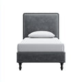 Letto singolo imbottito grigio scuro 90 x 190 cm in pelle sintetica PU rettangolare