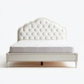 Letto matrimoniale bianco 160 x 200 cm in pelle PU con testiera capitonné sagomata