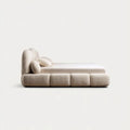 Letto matrimoniale imbottito beige 160 x 200 cm in poliestere bouclé con testiera arrotondata