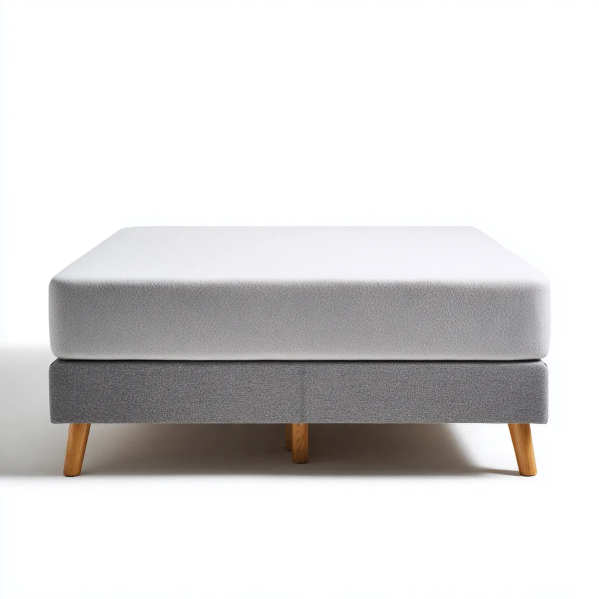 Letto matrimoniale imbottito grigio 160 x 200 cm in poliestere con materasso rettangolare