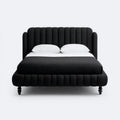 Letto matrimoniale imbottito nero 160 x 200 cm in poliestere rettangolare