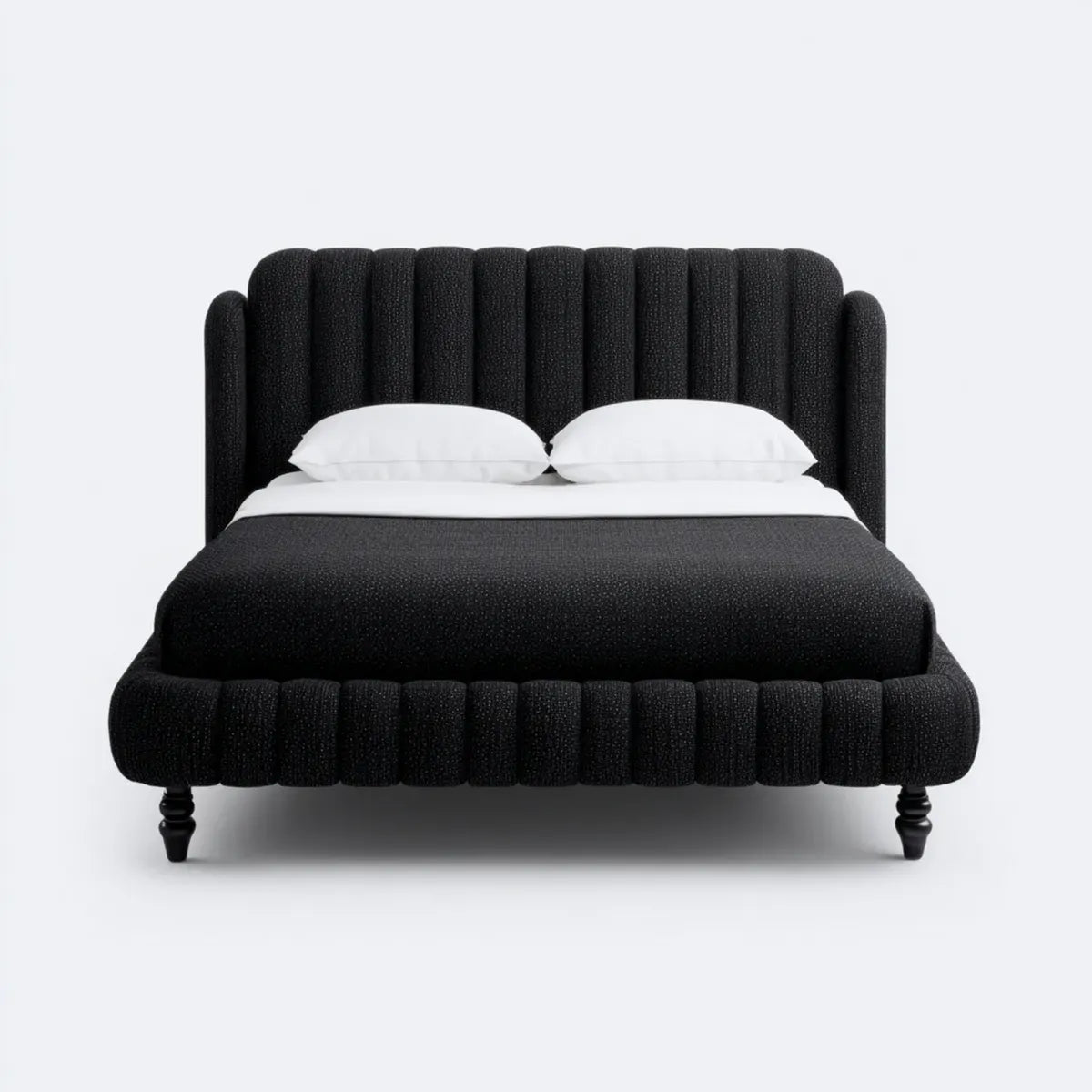 Letto matrimoniale imbottito nero 160 x 200 cm in poliestere rettangolare