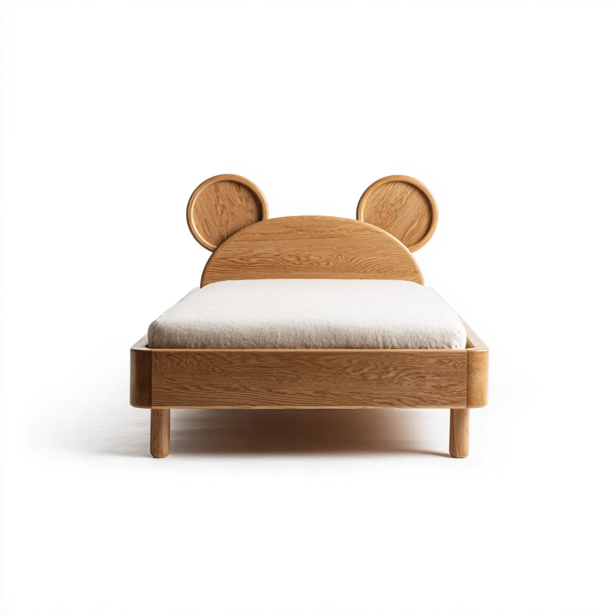 Letto singolo per bambini a forma di orso marrone in legno massello di rovere 90 x 200 cm