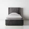 Letto singolo imbottito grigio antracite in poliestere effetto velluto 90 x 190 cm rettangolare