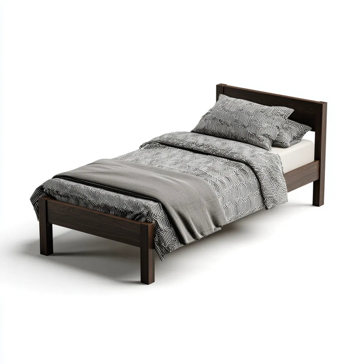 Letto singolo marrone scuro 90 x 190 cm in legno massello di pino rettangolare