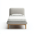 Letto singolo imbottito grigio chiaro 90 x 190 cm in poliestere con gambe in rovere massello rettangolare