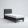 Letto singolo nero 90 x 190 cm in MDF rivestito in PU con testiera rettangolare imbottita