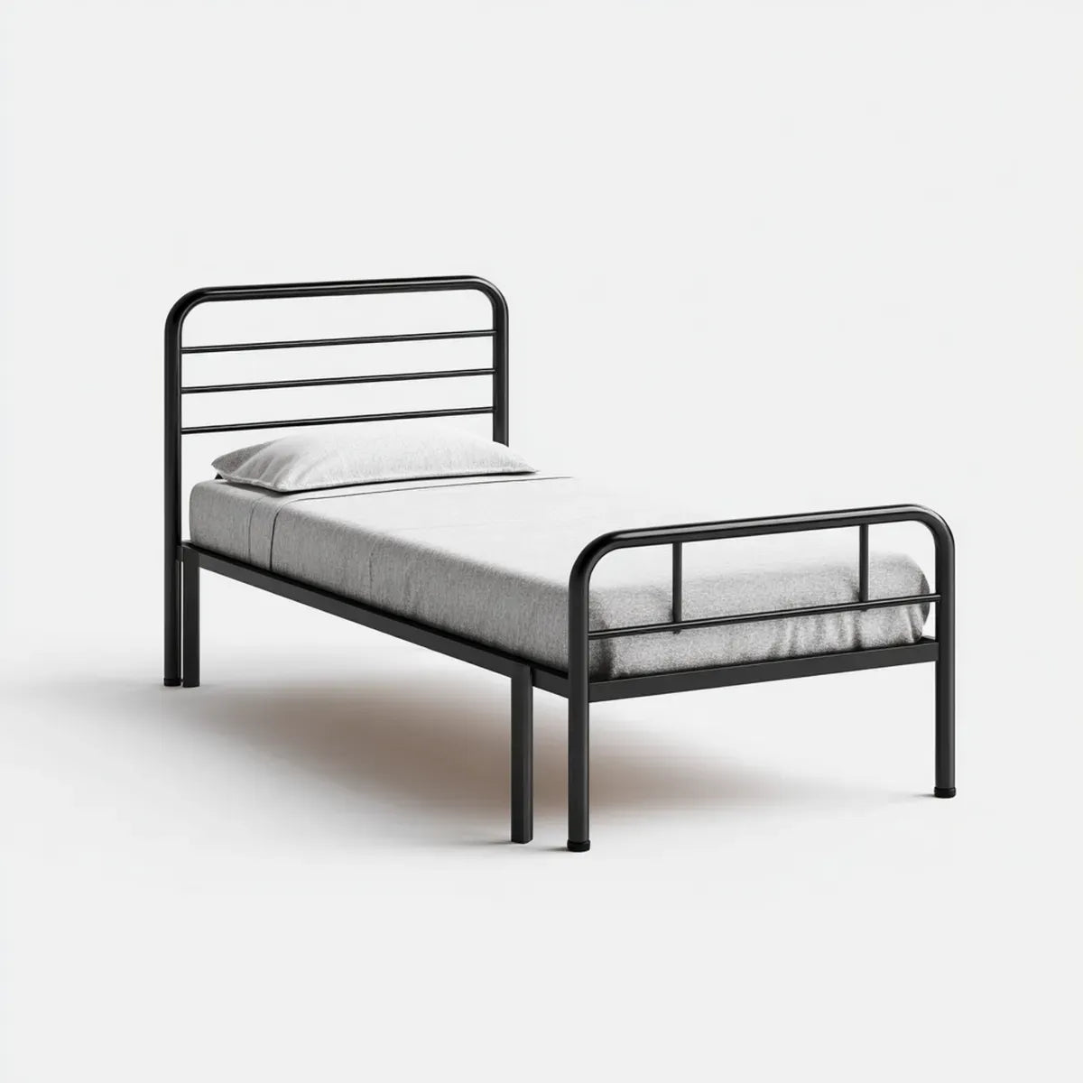 Letto singolo struttura in acciaio nero 90x190 cm rettangolare