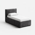 Letto singolo con testiera grigio scuro 90 x 200 cm in similpelle PU rettangolare