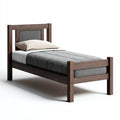 Letto singolo rettangolare marrone scuro 90 x 190 cm in legno massello con pannelli grigi