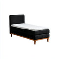 Letto singolo imbottito con materasso nero 90 x 200 cm in poliestere con testiera rettangolare