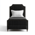 Letto singolo nero 90 x 190 cm in velluto di poliestere con testiera sagomata