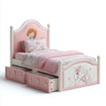 Letto singolo per bambini rosa e bianco 90 x 200 cm in MDF e legno massello con testiera arcuata e 2 cassetti